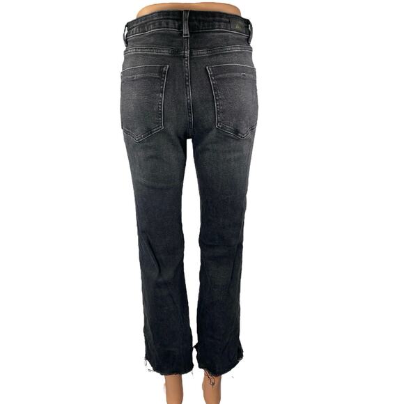 Zara Women's Blue High Waisted Raw Hem Frayed Flare Cropped Denim Jeans Size 4 - Picture 3 of 4